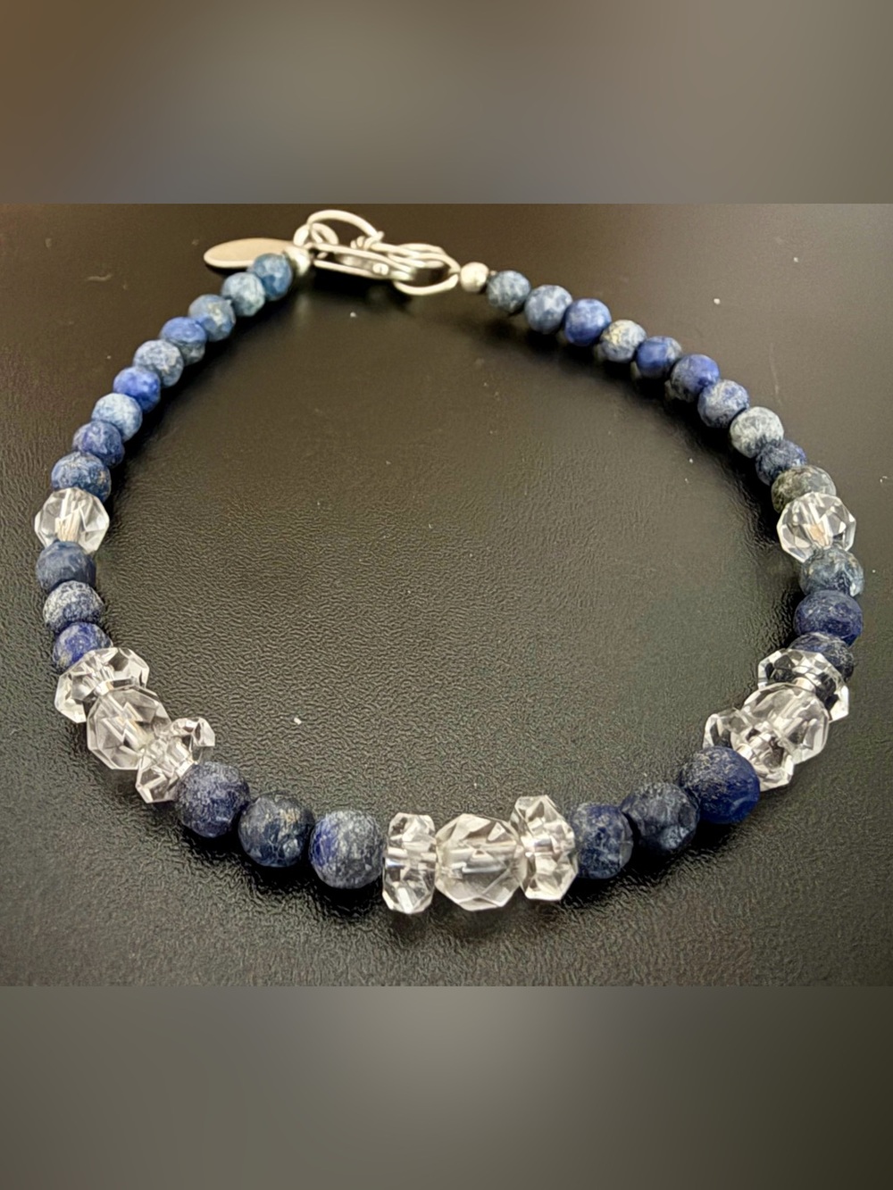 DEB GUYOT LAPIS LAZULI & HERKIMER DIAMOND QUARTZ BEADED BRACELET